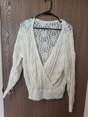 Women’s Open-Knit Wrap Sweater - Cream